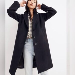 Madewell Bergen Cocoon Coat True Black Sz XL Oversized Minimalist Wool Blend